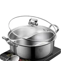 Olla con tapa de vidrio Klack 28 CM con separación doble, acero inoxidable