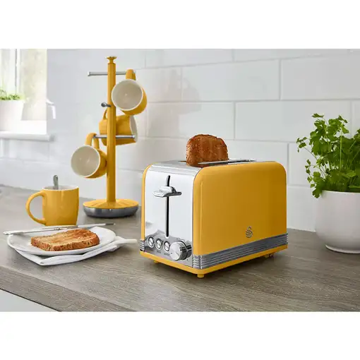 Retro Set Desayuno Hervidor de Agua 1,8 L,Tostadora 2 Rebanadas,STP7050YELNEU SWAN