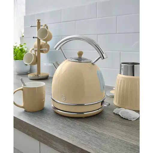 Retro Set Desayuno Hervidor Agua 1,8L, Tostadora,Microondas 20L, STRP2070CNEU SWAN