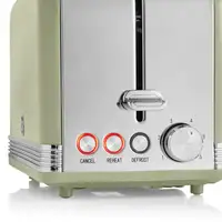 Retro Tostadora Pan Ranura Ancha 2 Rebanadas,  Descongelación, ST19010GNEU SWAN