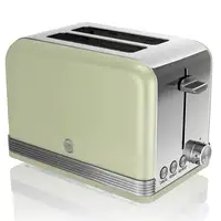 Retro Tostadora Pan Ranura Ancha 2 Rebanadas,  Descongelación, ST19010GNEU SWAN