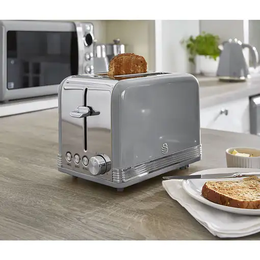 Retro Set Desayuno Hervidor de Agua 1,8 L, Tostadora 2 Rebanadas,STP7050GRNEU SWAN