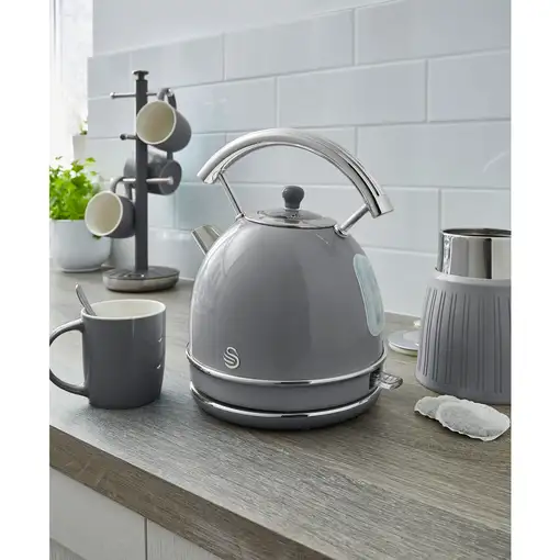 Retro Set Desayuno Hervidor de Agua 1,8 L, Tostadora 2 Rebanadas,STP7050GRNEU SWAN
