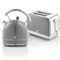 Retro Set Desayuno Hervidor de Agua 1,8 L, Tostadora 2 Rebanadas,STP7050GRNEU SWAN