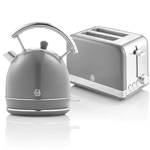 Retro Set Desayuno Hervidor de Agua 1,8 L, Tostadora 2 Rebanadas,STP7050GRNEU SWAN