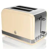 Retro Tostadora Pan Ranura Ancha 2 Rebanadas,  Descongelación, ST19010CNEU SWAN