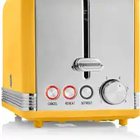 Retro Tostadora Pan Ranura Ancha 2 Rebanadas,  Descongelación, ST19010YELNEU SWAN