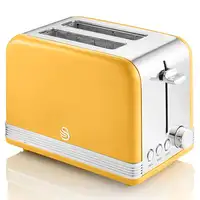 Retro Tostadora Pan Ranura Ancha 2 Rebanadas,  Descongelación, ST19010YELNEU SWAN