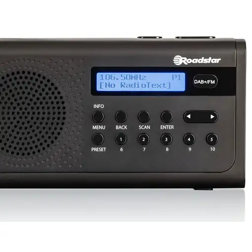 Radio Portátil Digital DAB/DAB+/FM, Funciona a Red / Pilas,TRA-300D+BK Roadstar