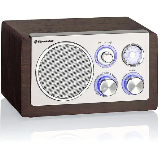 Radio Portátil Vintage FM Analógica Retro, Potente Altavoz, HRA1245NWD Roadstar