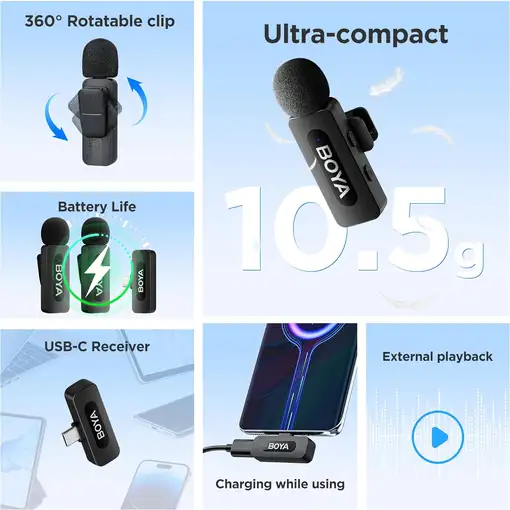 Micrófono Inalámbrico USB-C Doble Canal