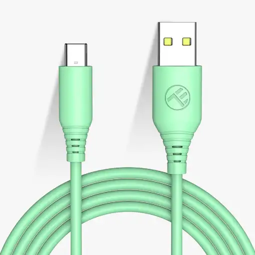 Cable de datos de silicona Tellur USB a tipo C, 3A, 1m, verde