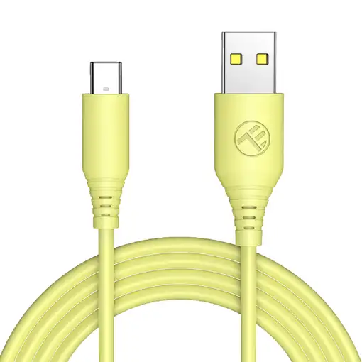 Cable de datos de silicona Tellur USB a tipo C, 3A, 1m, amarillo