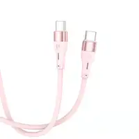 Cable de datos de silicona Tellur tipo C a tipo C, 3A, PD60W, 1m, rosa
