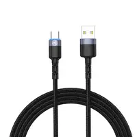 Cable de datos Tellur USB a tipo C con luz LED, 2A, 2m, nylon, negro