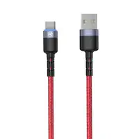 Cable de datos Tellur USB a tipo C con luz LED, 3A, 1,2 m, rojo
