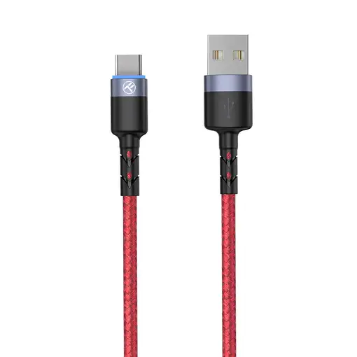 Cable de datos Tellur USB a tipo C con luz LED, 3A, 1,2 m, rojo