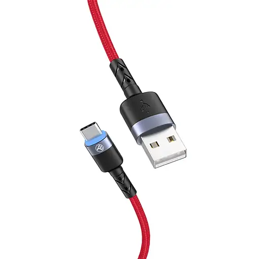 Cable de datos Tellur USB a tipo C con luz LED, 3A, 1,2 m, rojo