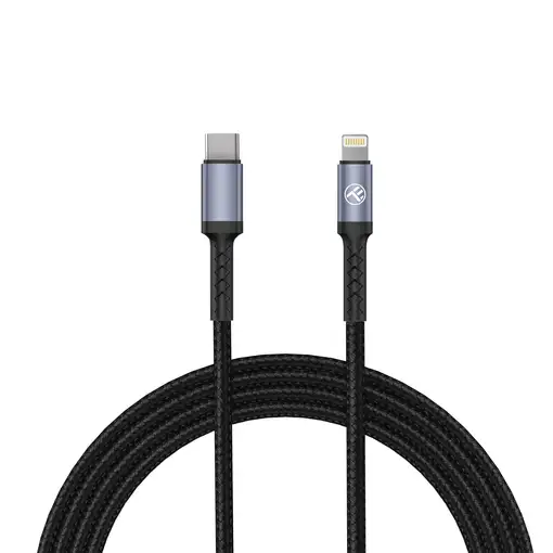 Cable de datos Tellur Lightning a tipo C, 3A, PD30W, 2m, nylon, negro