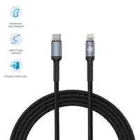 Cable de datos Tellur Lightning a tipo C, 3A, PD30W, 2m, nylon, negro