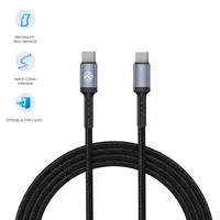 Cable de datos Tellur Tipo-C a Tipo-C, 3A, PD60W, 1m, nylon, negro