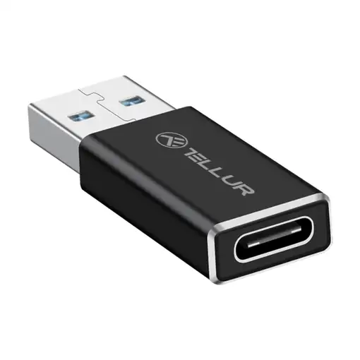 Adaptador USB-A (macho) a USB-C (hembra) de Tellur, aluminio