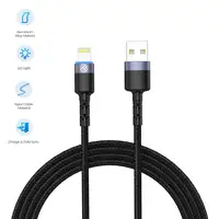 Cable de datos Tellur USB a Lightning con luz LED, 3A, 1,2 m, negro