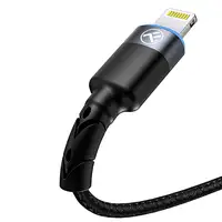 Cable de datos Tellur USB a Lightning con luz LED, 3A, 1,2 m, negro
