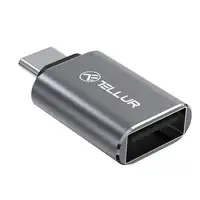 Adaptador USB-C (macho) a USB-A (hembra) Tellur, 10Gbps, 3A, aluminio
