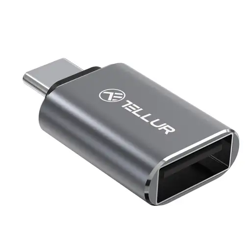 Adaptador USB-C (macho) a USB-A (hembra) Tellur, 10Gbps, 3A, aluminio
