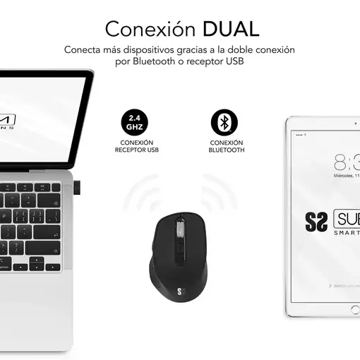 Ratón Comfort Ergo Dual Mouse Batería Negro