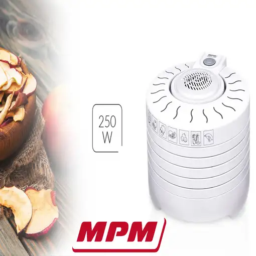 Deshidratador Alimentos, 5 Bandejas, Seca Frutas, Verduras, Carne, MPM, MSG-01