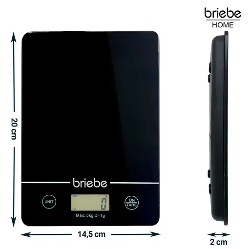Báscula Cocina Digital Balanza Alta Precisión, Peso Comida hasta 5Kg Briebe,KW1163