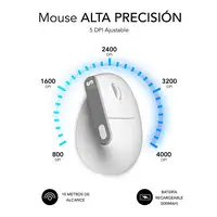 Ratón Nature Vertical Ergo Dual Mouse Batería Blanco