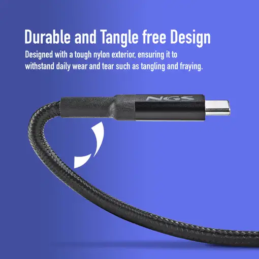 Cable de carga rápida de  USB-C a USB-C de 2 metros hasta 65W, NGS