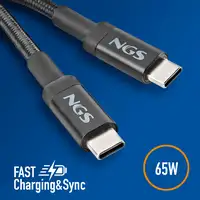Cable de carga rápida de  USB-C a USB-C de 3 metros hasta 65W, NGS