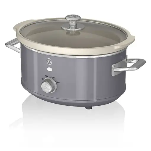 Retro Olla Cocción Lenta 3,5L,Recipiente Extraíble Antiadherente,SF17021GRNEU SWAN