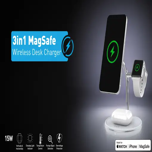 Cargador de escritorio inalámbrico 3 en 1 MagSafe Tellur certificado