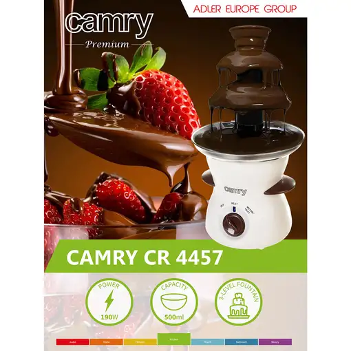 Fuente Chocolate Eléctrica, Cascada 3 Niveles, Capacidad 0,5 Kg, CR 4457, Camry