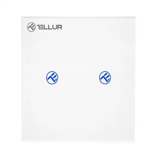 Conmutador WiFi inteligente Tellur, SS2N, con/sin neutro, 2 puertos, 1800W, 10A