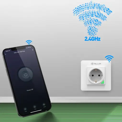 Enchufe de pared Tellur Smart WiFi, 3000W, 16A, blanco