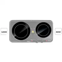 Cocina Portátil Vitrocerámica 2 Fuegos 19 - 16,5 cm, Termostato, MPM, MKE-21