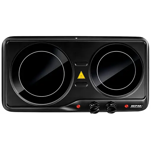 Cocina Portátil Vitrocerámica 2 Fuegos 19 - 16,5 cm, Termostato, MPM, MKE-21