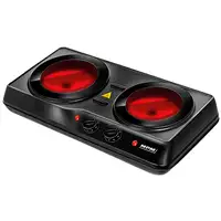 Cocina Portátil Vitrocerámica 2 Fuegos 19 - 16,5 cm, Termostato, MPM, MKE-21