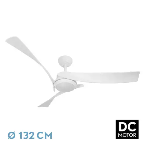 Ventilador DC Tarento blanco 132cm, LED, 3 aspas, 6 velocidades