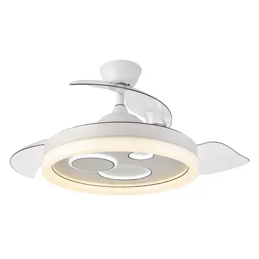Ventilador DC TURIA blanco 3 aspas LED 3 tonos con mando