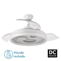 Ventilador DC TURIA blanco 3 aspas LED 3 tonos con mando