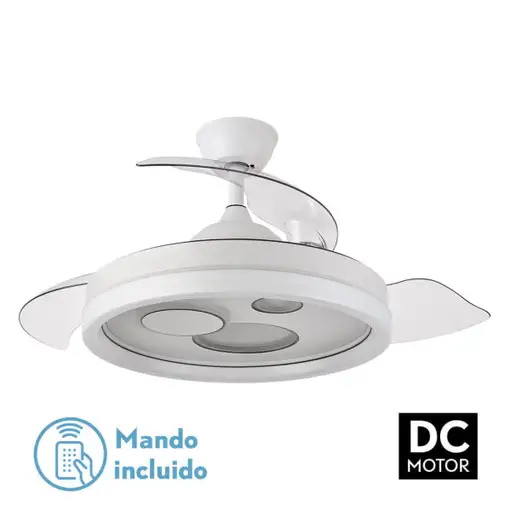 Ventilador DC TURIA blanco 3 aspas LED 3 tonos con mando
