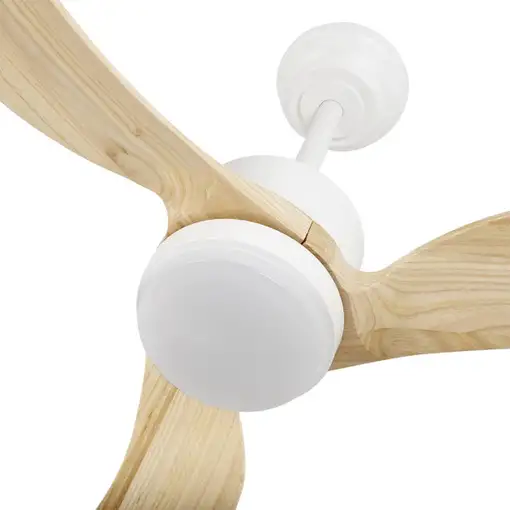 Ventilador DC Bembezar blanco/haya 107cm, LED, 3 aspas, 6 velocidades