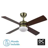 Ventilador DC Sofia cuero 4 aspas E27 reversible y mando